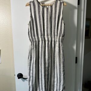 Ann Taylor Loft Linen Stripped Dress Size